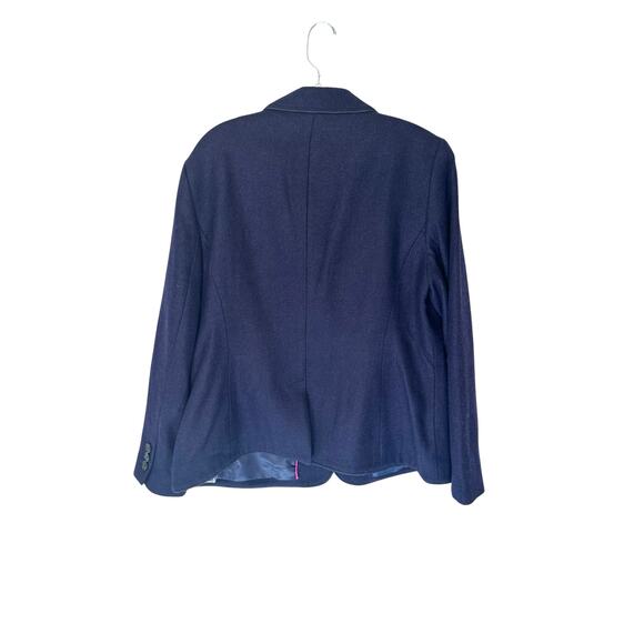 Talbots Plus Blue Office Work Herringbone Wool Blend Aberdeen Blazer Size 16 - Picture 9 of 12